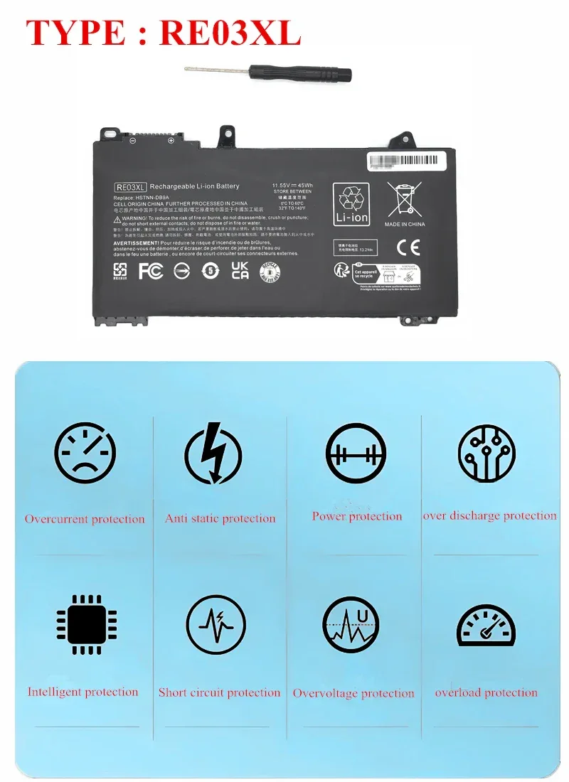 RE03XL Laptop Battery For Hp ProBook 430 440 445 450 G6 G7 Series ZHAN 66 Pro 13 14 15 G2 14 G3 Series