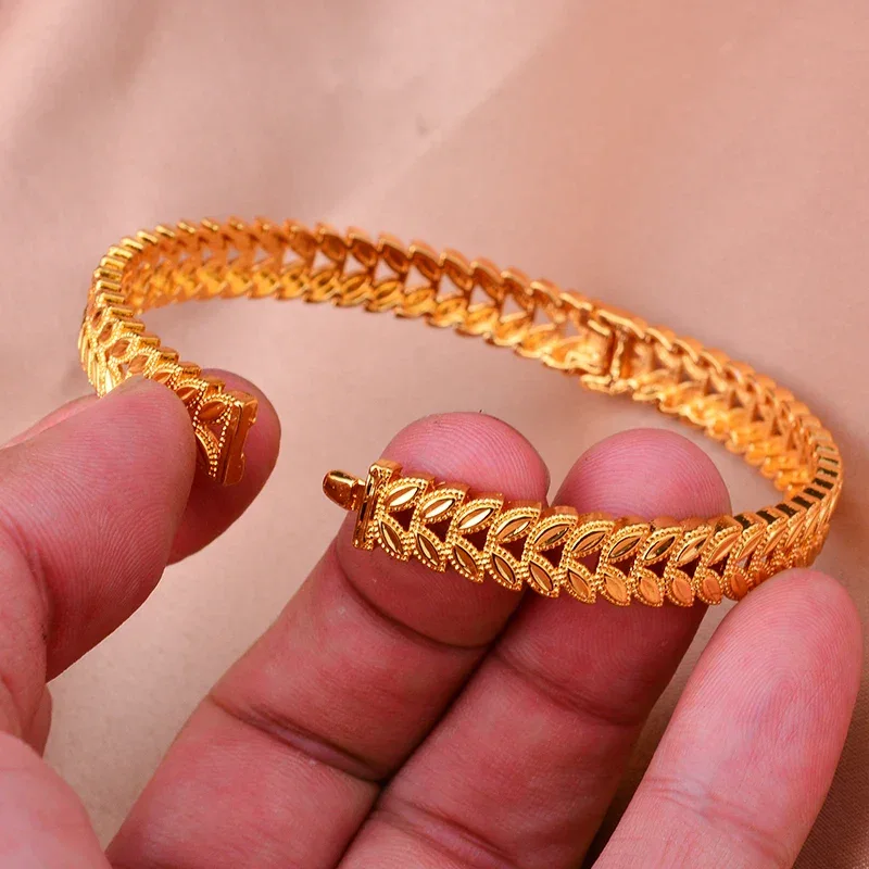 Gold Plated Italian Luxury Bracelet for Men Women,Wedding Fashion Bangles Party Valentine's Day Gift