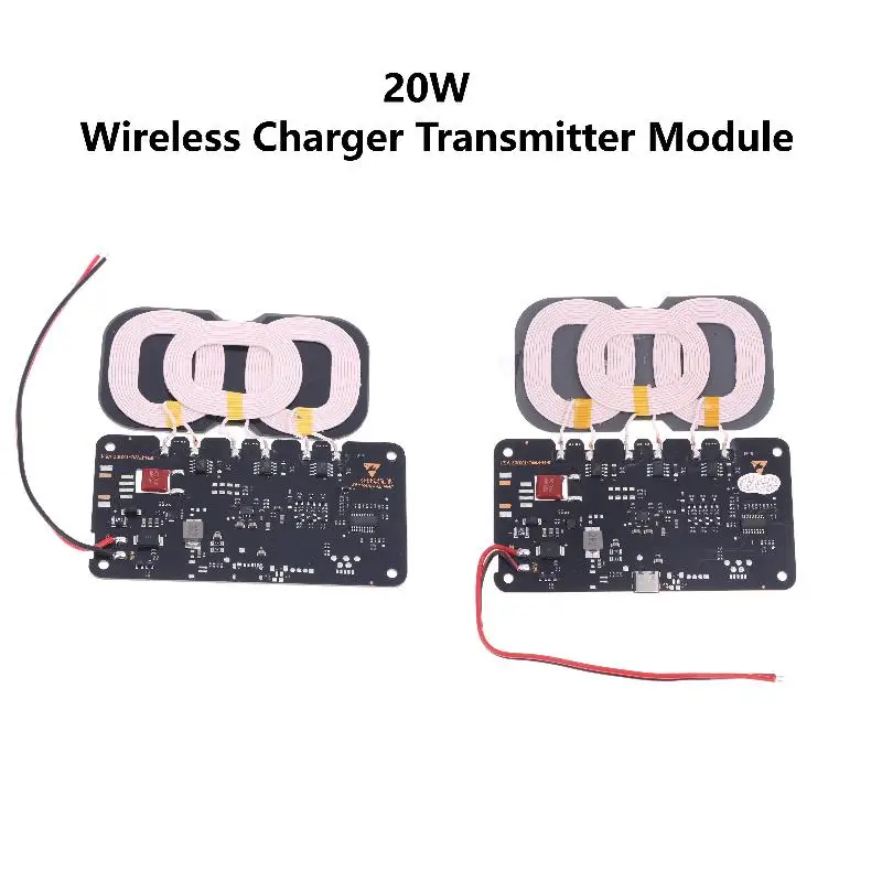 20W High-Capacity Wireless Charger for Car/Home Use; Includes Type-C Interface and 3-Coil DC9-32V Module