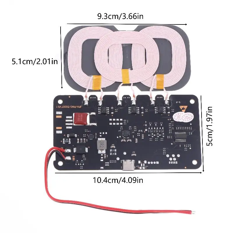 20W High-Capacity Wireless Charger for Car/Home Use; Includes Type-C Interface and 3-Coil DC9-32V Module