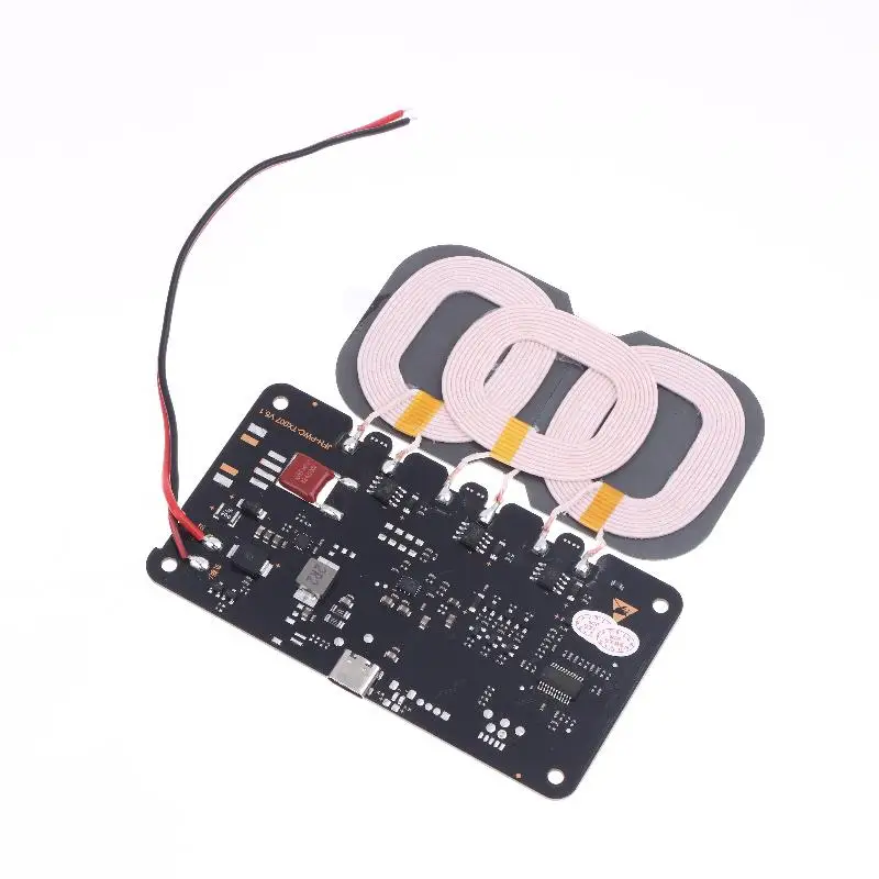 20W High-Capacity Wireless Charger for Car/Home Use; Includes Type-C Interface and 3-Coil DC9-32V Module