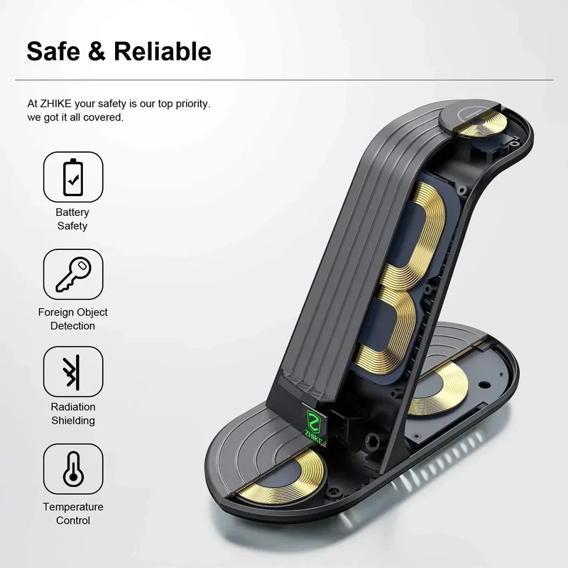Wireless Charger, ZHIKE 4 in 1 20W Wireless Charging Station Compatible with Galaxy Phone/Watch/Buds.