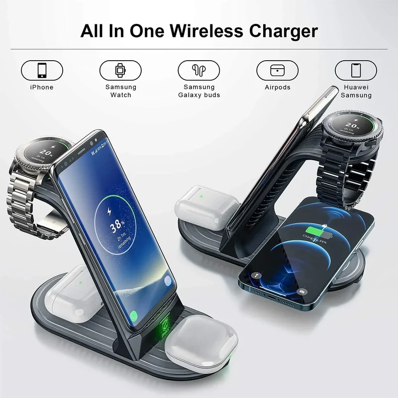 Wireless Charger, ZHIKE 4 in 1 20W Wireless Charging Station Compatible with Galaxy Phone/Watch/Buds.