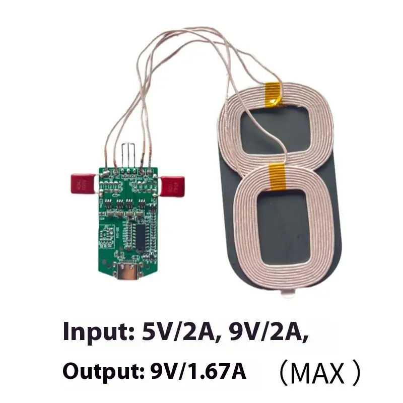 15W Wireless Charger Dual Coil Type-C Interface PCBA Module Convenient for Home And Car Use