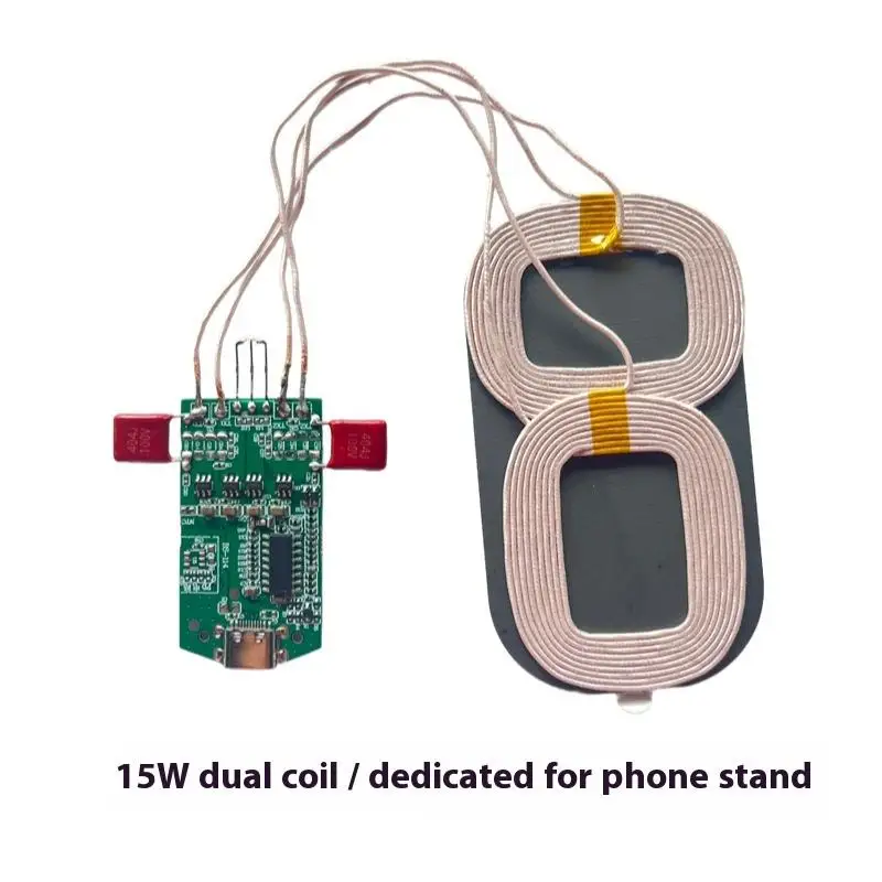 15W Wireless Charger Dual Coil Type-C Interface PCBA Module Convenient for Home And Car Use