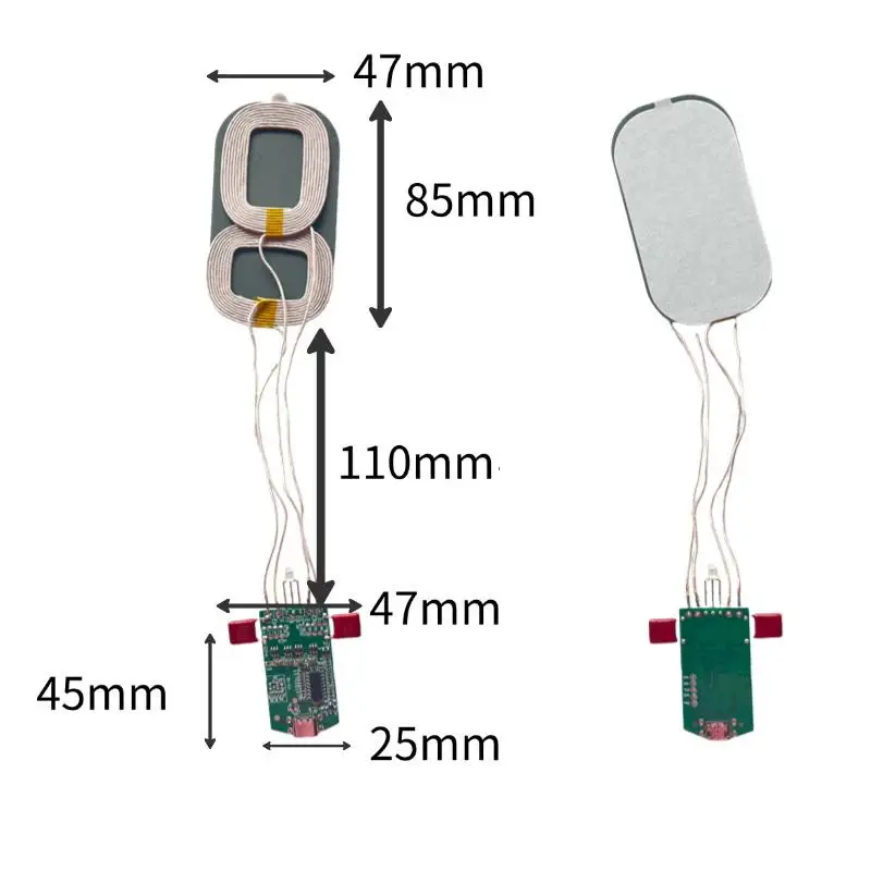 15W Wireless Charger Dual Coil Type-C Interface PCBA Module Convenient for Home And Car Use