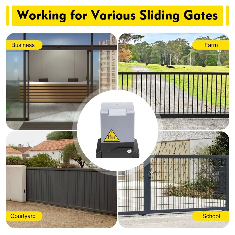 750W Sliding Electric Gate Opener Max 1600kg 1400RPM Silent Automatic Electric Motor Kit With Remote Control & Keys