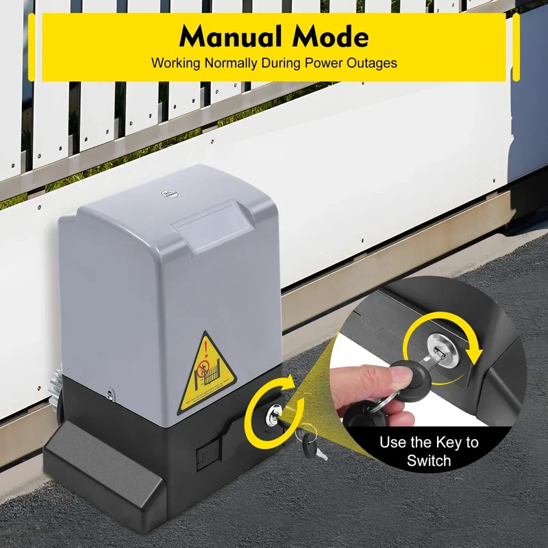 750W Sliding Electric Gate Opener Max 1600kg 1400RPM Silent Automatic Electric Motor Kit With Remote Control & Keys