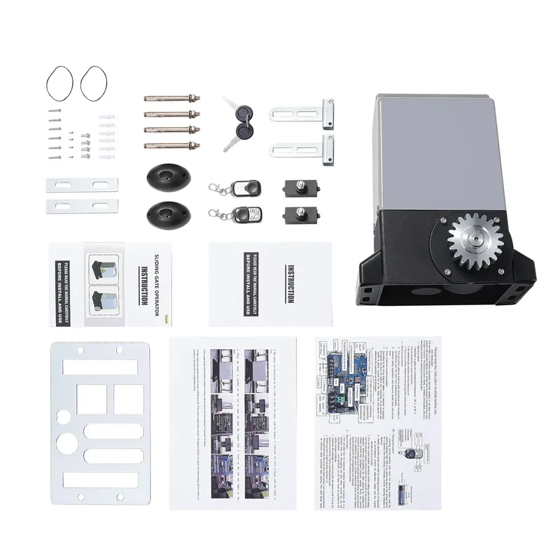 750W Sliding Electric Gate Opener Max 1600kg 1400RPM Silent Automatic Electric Motor Kit With Remote Control & Keys