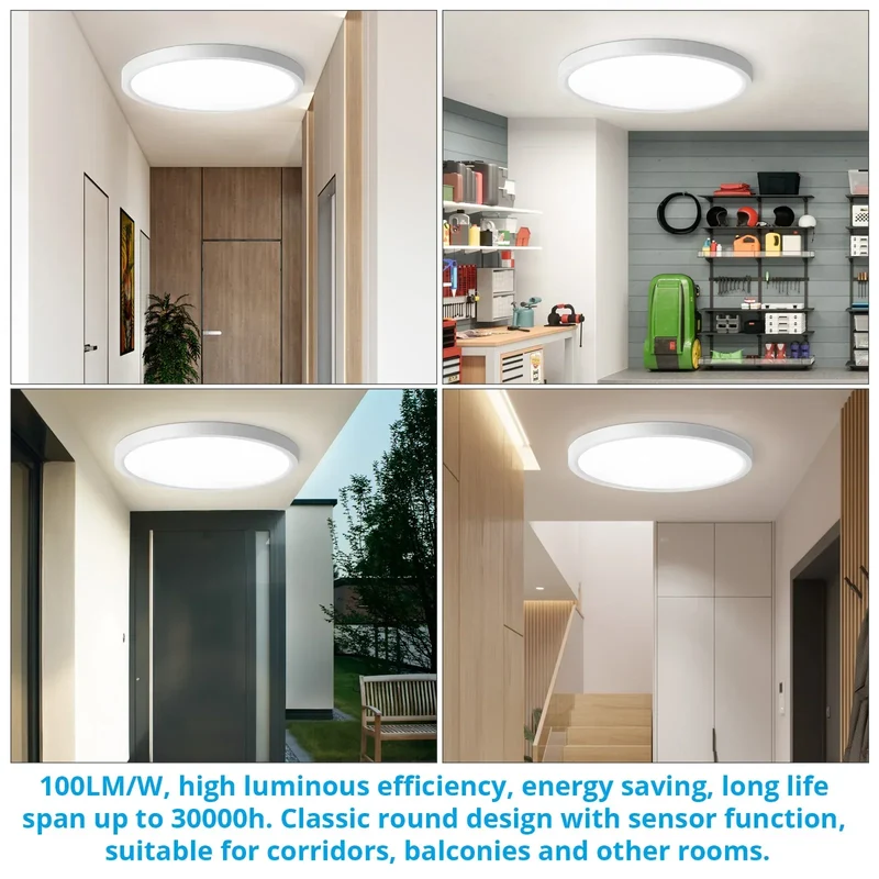 Oeegoo 24W LED Ceiling Light with Radar Motion Sensor, 2400 LM LED Lamp with Motion Sensor Indoor Round, 4000K, φ30CM