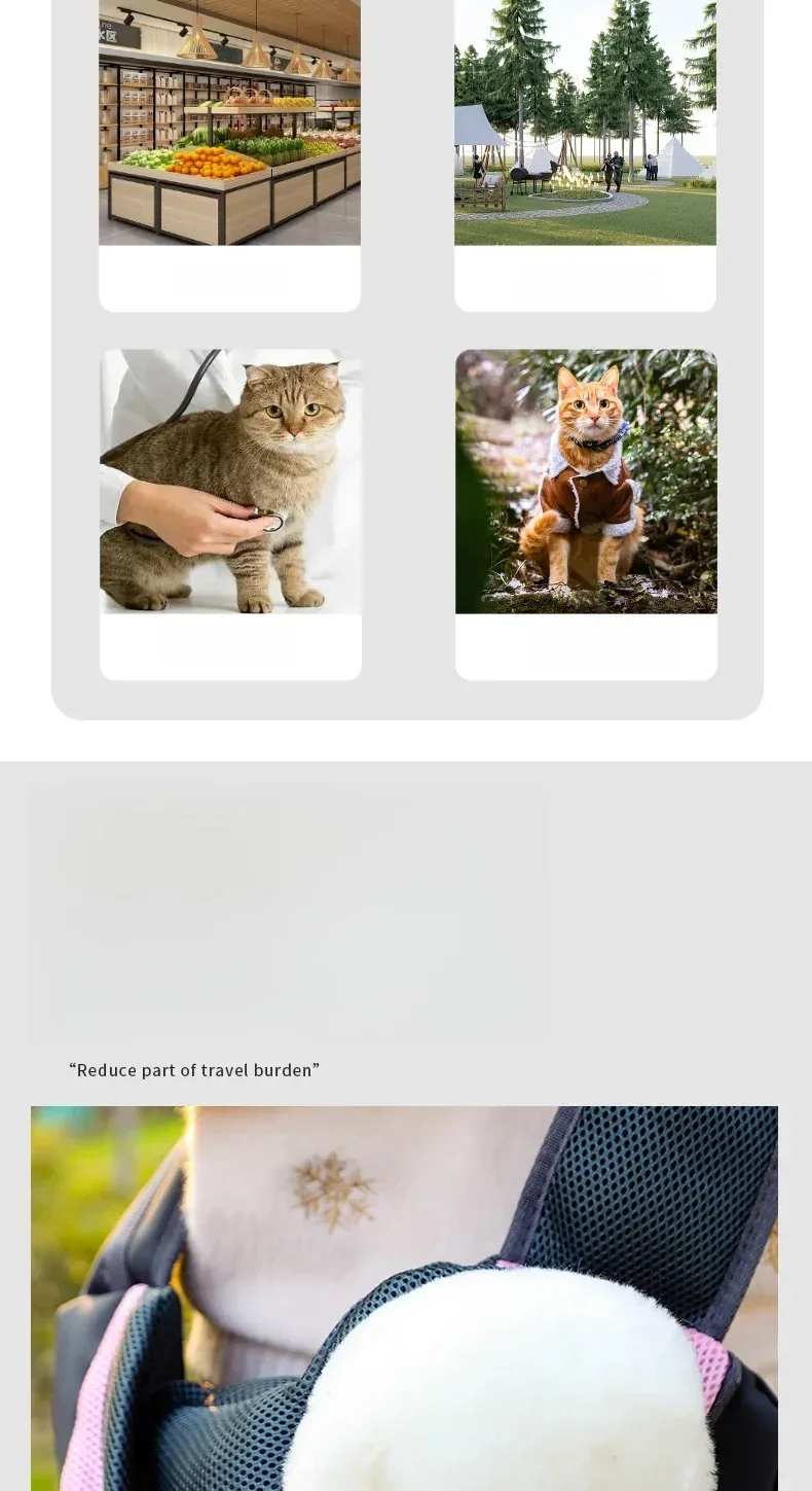 Pet backpack, portable shoulder bag for travel, hands-free outdoor crossbody bag suitable for cat and dog pet supplies