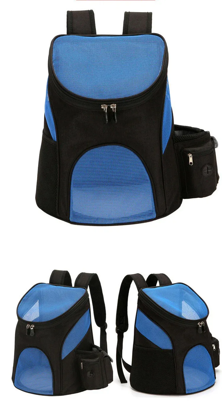 Pet backpack foldable pet portable backpack for going out mesh breathable with side pocket cat and dog backpack