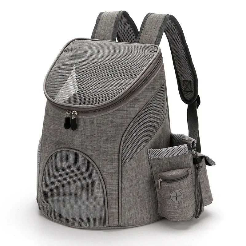 Pet backpack foldable pet portable backpack for going out mesh breathable with side pocket cat and dog backpack