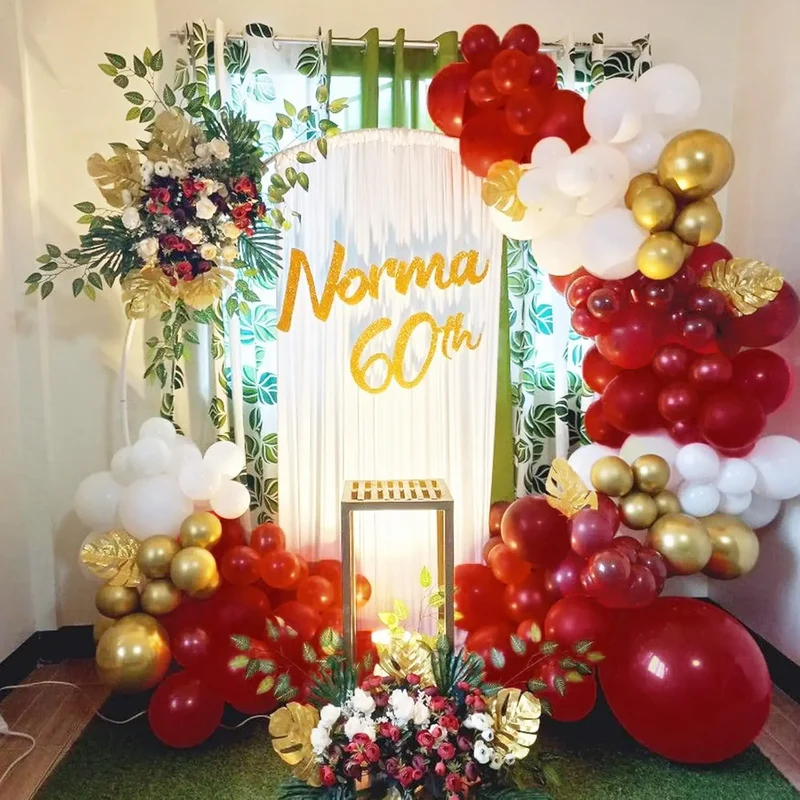 104 Pieces Ruby Red Balloon Red Garland Arch Set with Different Sizes, Suitable for Birthday, Wedding, Valentine's Day