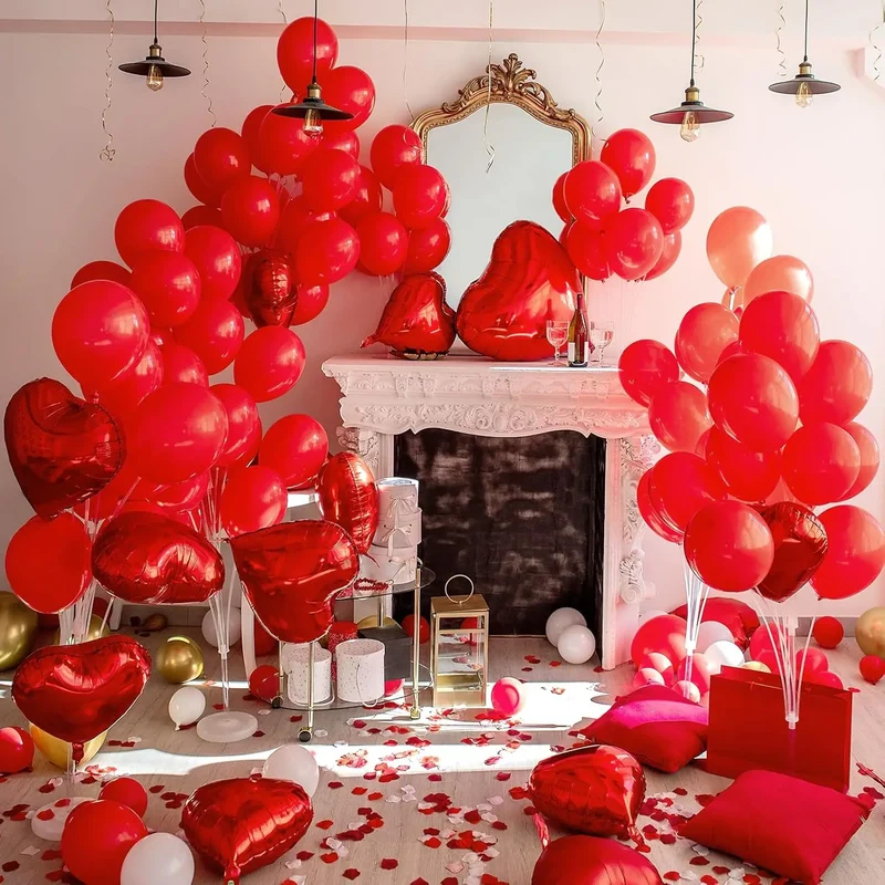 104 Pieces Ruby Red Balloon Red Garland Arch Set with Different Sizes, Suitable for Birthday, Wedding, Valentine's Day
