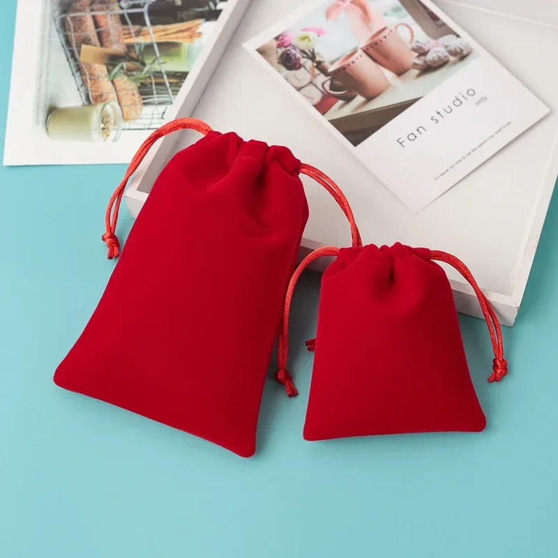 5Pcs Velvet Jewelry Small Pouches for Valentine's Day Marriage Party Gift Display Packing Bag Earrings Rings Organizer Bag