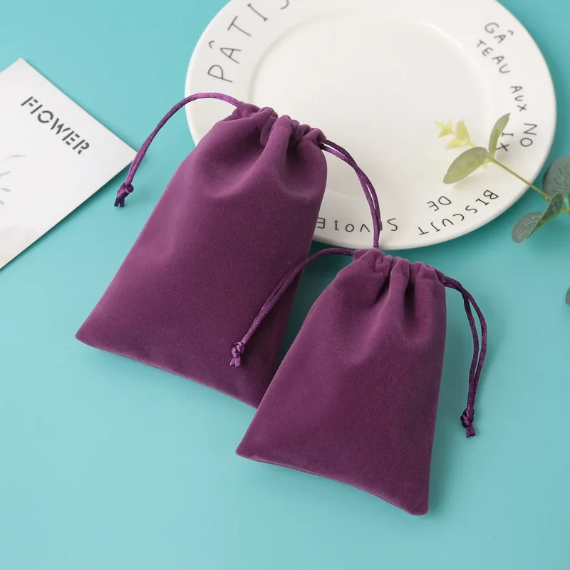 5Pcs Velvet Jewelry Small Pouches for Valentine's Day Marriage Party Gift Display Packing Bag Earrings Rings Organizer Bag