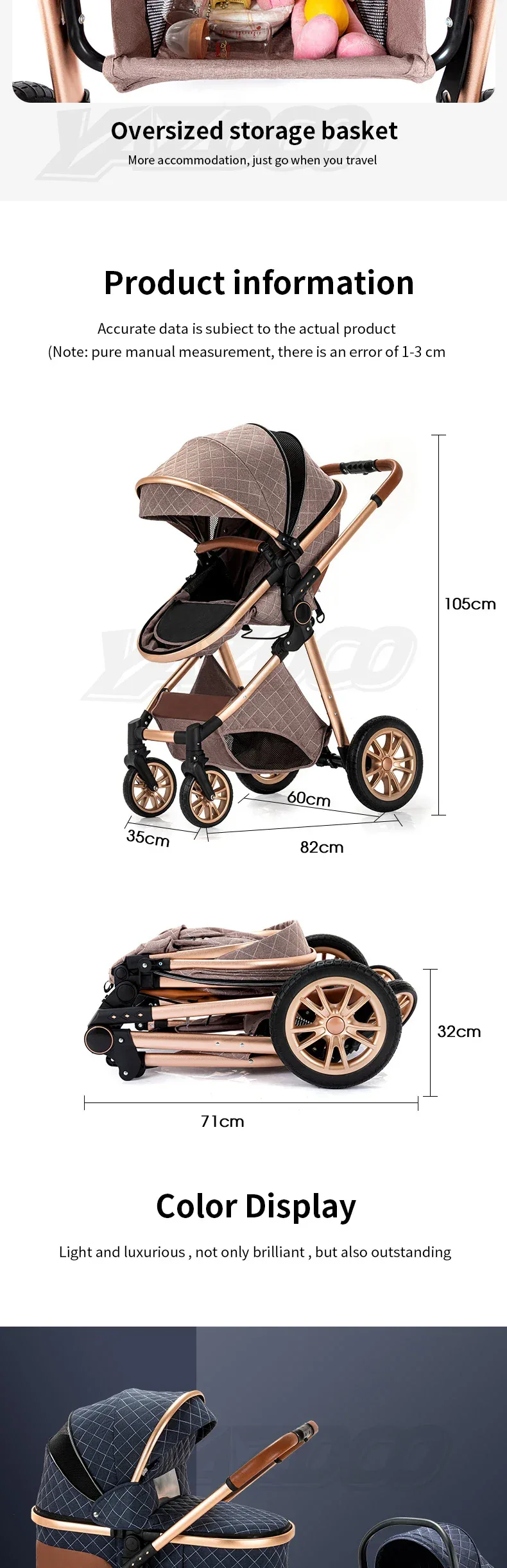 Newest Baby Stroller 3 in1 Multifunctional Stroller Easy Folding Travel Portable Baby Carriage Safety Seat EU Standard