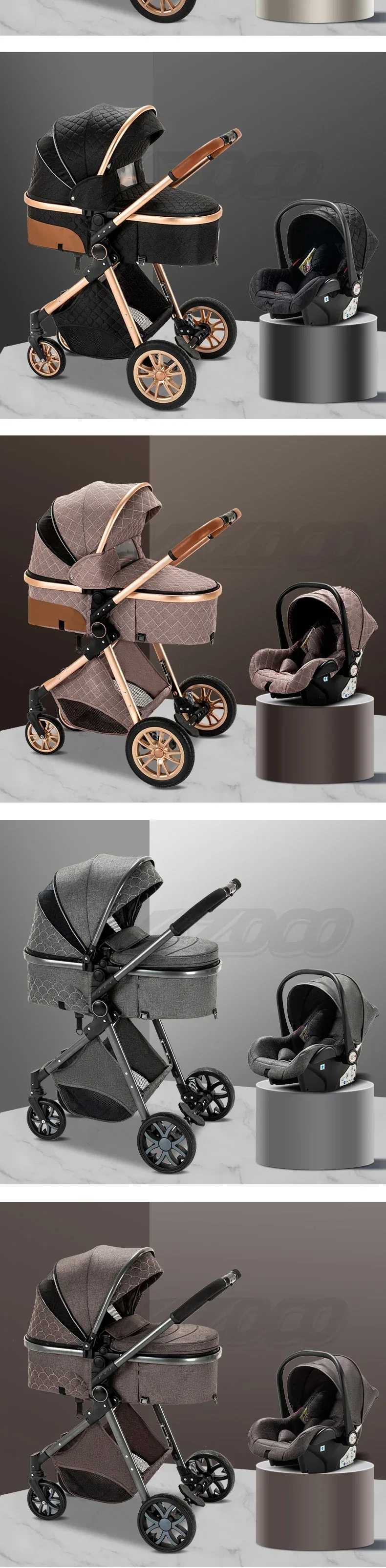 Newest Baby Stroller 3 in1 Multifunctional Stroller Easy Folding Travel Portable Baby Carriage Safety Seat EU Standard