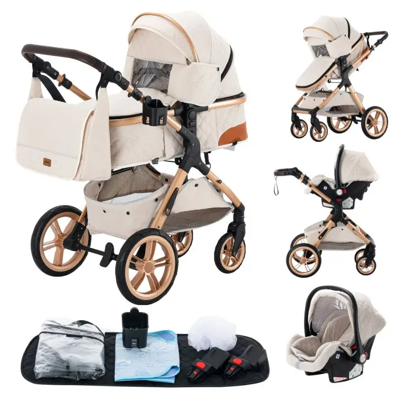 Newest Baby Stroller 3 in1 Multifunctional Stroller Easy Folding Travel Portable Baby Carriage Safety Seat EU Standard