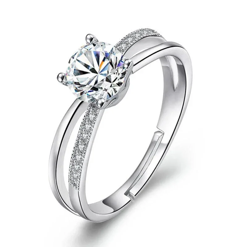 925 Sterling Silver Wedding Ring For Women Cross Zirconia Luxury Opening Ring anel de prata Valentine's Day Present S-R131