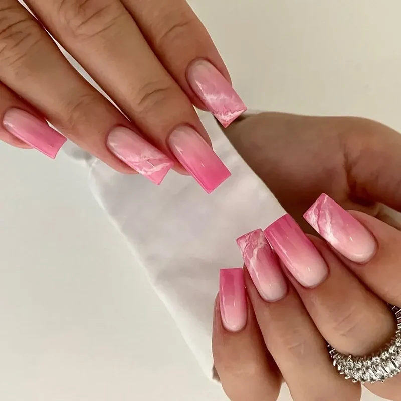 Romantic Red Lips Valentine's Day Wearable Fake Nails Frosted White Detachable Finished False Nails Press on Nails with Glue