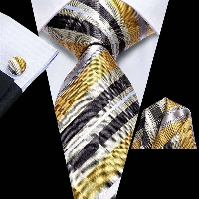Hi-Tie Black Red Heart Plaids Mens Fashion Necktie Handkerchief Cufflinks for Tuxedo Classic Tie Man Gift Valentine's Day
