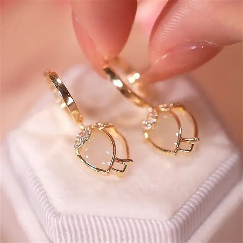 Gold Plated Trendy tulip opal earrings For Women simple fashion temperament earrings Valentine's Day Anniversary Gifts