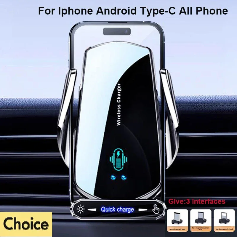 Wireless Charger For Car Mobile Cell Phone Holder Support For Mobile Car Mount Automotive Electric Induction Auto Clamping