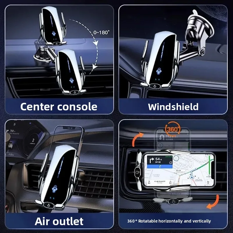 Wireless Charger For Car Mobile Cell Phone Holder Support For Mobile Car Mount Automotive Electric Induction Auto Clamping