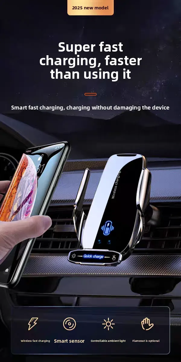 Wireless Charger For Car Mobile Cell Phone Holder Support For Mobile Car Mount Automotive Electric Induction Auto Clamping