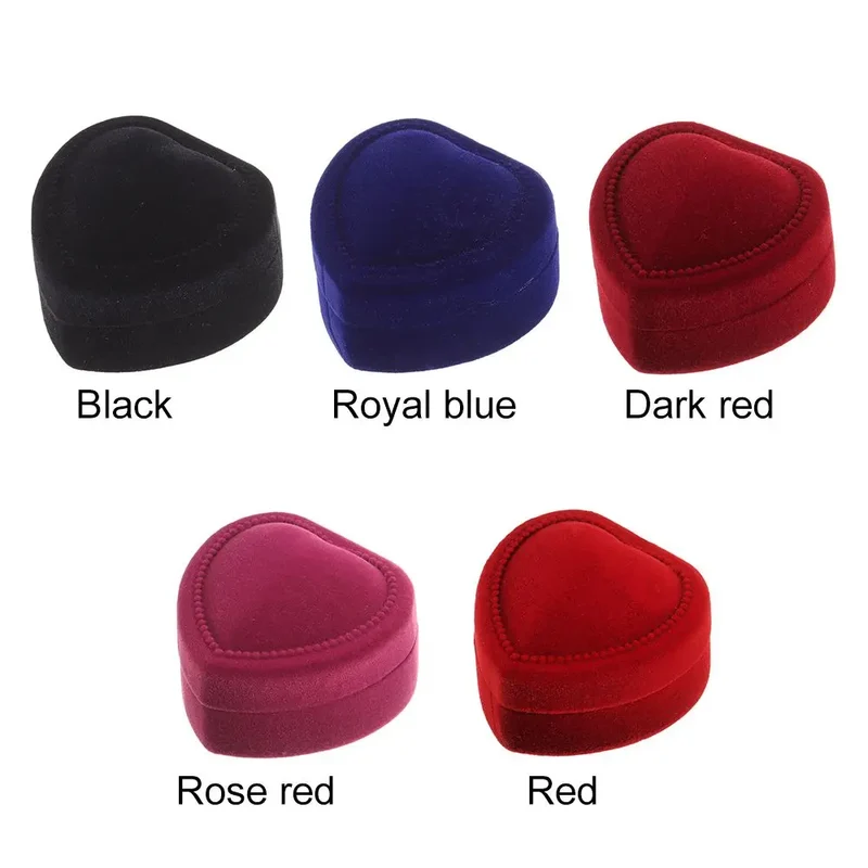 Fashion Velvet Ring Box Engagement Wedding Party Valentine's Day Jewelry Case Heart Boxes Earrings Holder Couple Lover Gifts
