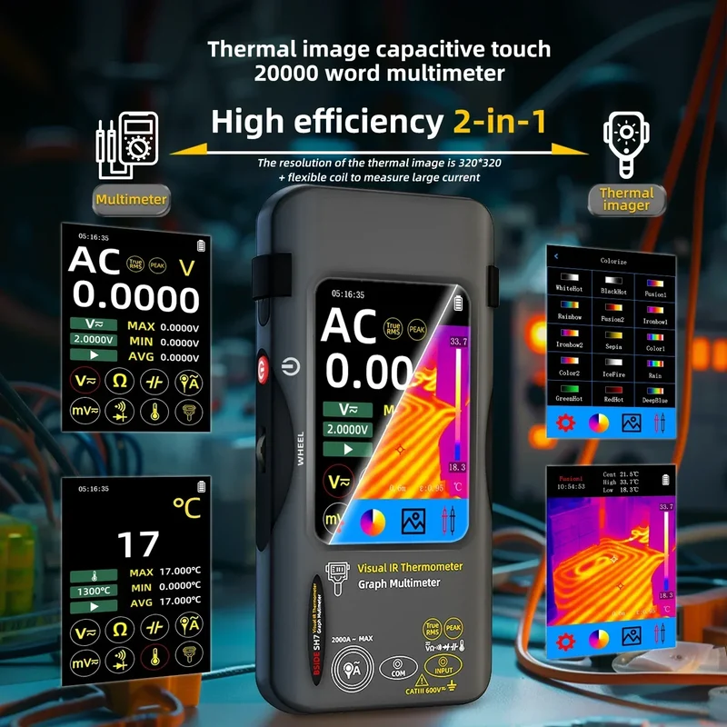 BSIDE SH7 320*320 Thermal Imager Camera 20000 Counts Touchscreen Digital Multimeter 2 in 1 IR Camera for Macro lens Repair PCB