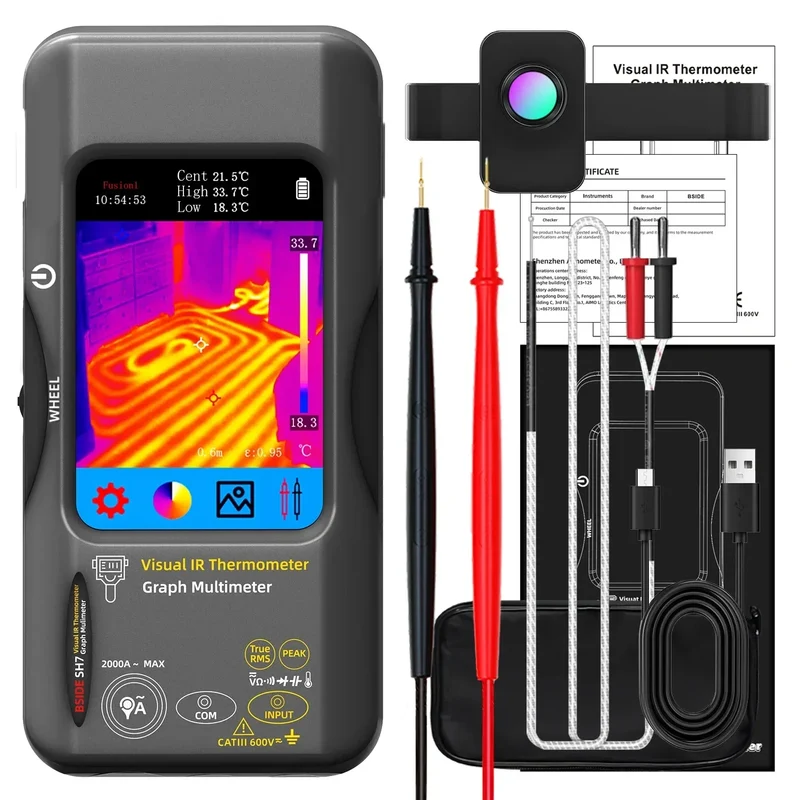 BSIDE SH7 320*320 Thermal Imager Camera 20000 Counts Touchscreen Digital Multimeter 2 in 1 IR Camera for Macro lens Repair PCB