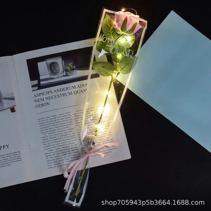 Glowing Rose Artifical Fake Flowers Valentine'S Day Mother'S Day Gift Anniversary Wedding Lover Lighting Roses Party Supplies