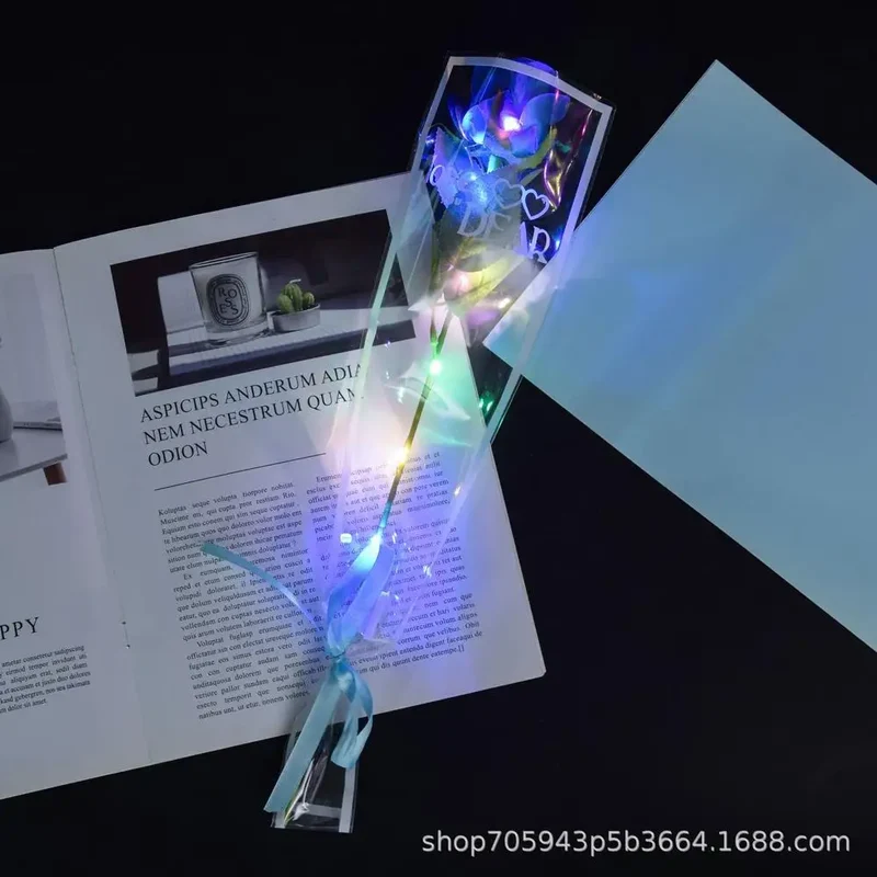 Glowing Rose Artifical Fake Flowers Valentine'S Day Mother'S Day Gift Anniversary Wedding Lover Lighting Roses Party Supplies