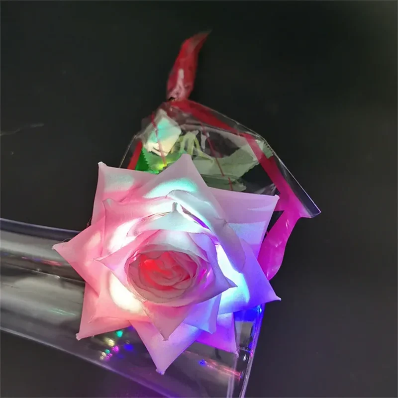 Glowing Rose Artifical Fake Flowers Valentine'S Day Mother'S Day Gift Anniversary Wedding Lover Lighting Roses Party Supplies