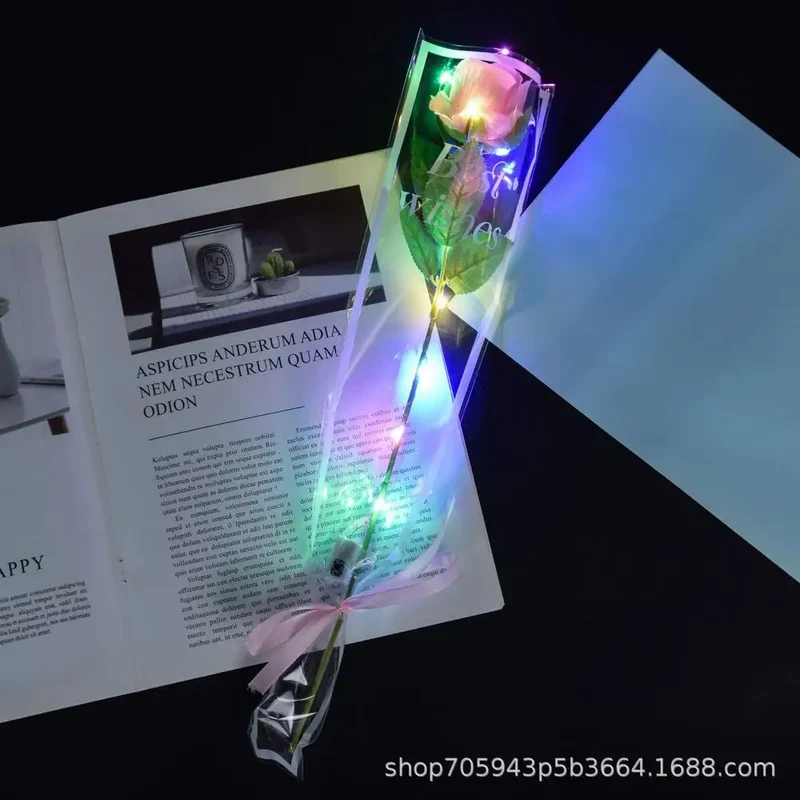Glowing Rose Artifical Fake Flowers Valentine'S Day Mother'S Day Gift Anniversary Wedding Lover Lighting Roses Party Supplies