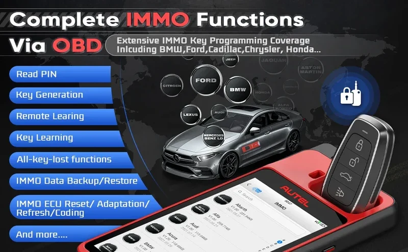 Autel MaxiIM KM100 Key Fob Programming Immobilizer Tool 2PCS Autel IKEY 60s Key Generation IMMO Key Learning on 99% Car KM100X