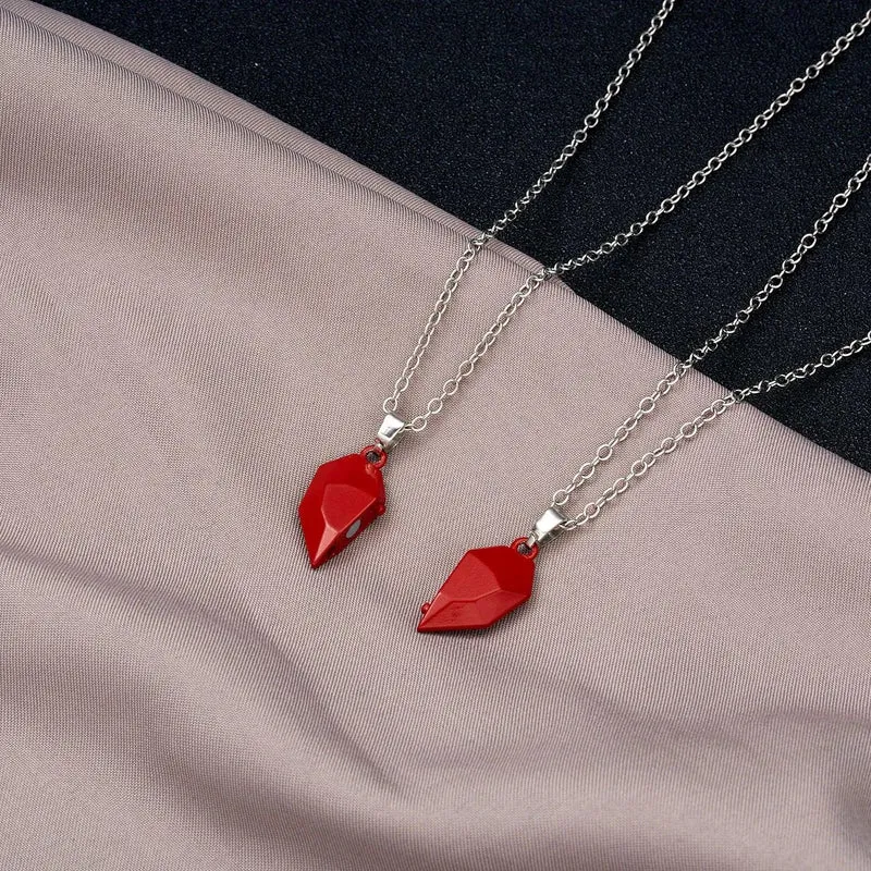2Pcs Magnetic Heart Couple Necklace For Women Valentine's Day Sweater Chain For Best Friend Lovers Wedding Party Gift Jewelry