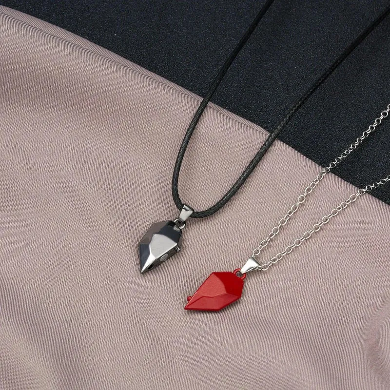 2Pcs Magnetic Heart Couple Necklace For Women Valentine's Day Sweater Chain For Best Friend Lovers Wedding Party Gift Jewelry