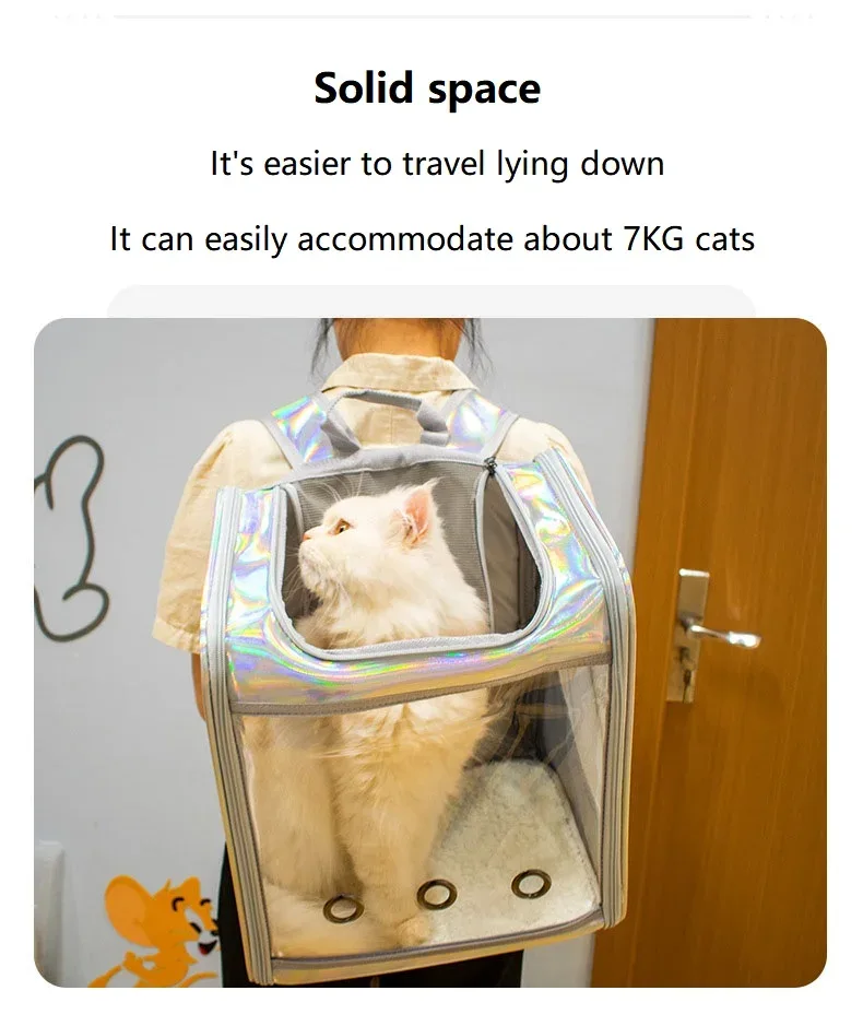 Pet Cat Carrier Backpack Breathable Travel Outdoor Shoulder Bag For Small Dogs Portable Transparent Carrying Pet Supplies Laser