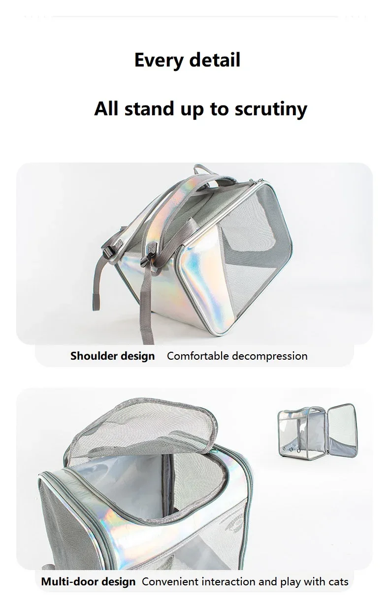 Pet Cat Carrier Backpack Breathable Travel Outdoor Shoulder Bag For Small Dogs Portable Transparent Carrying Pet Supplies Laser