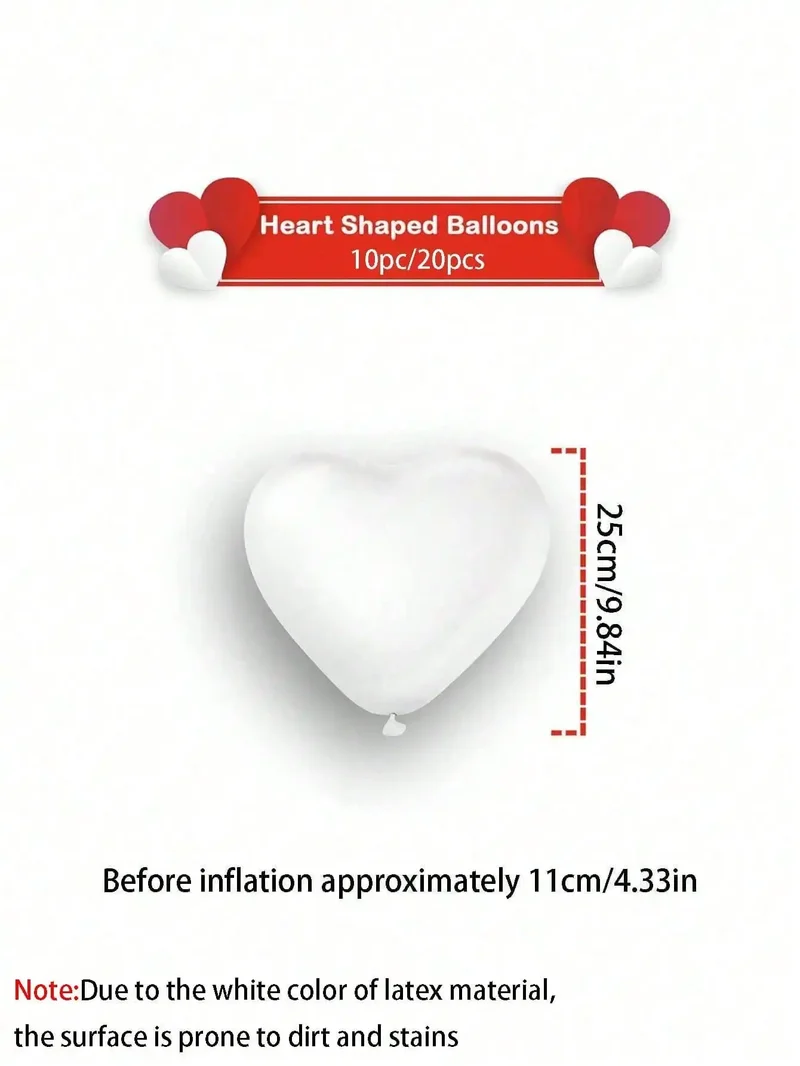 10/20Pcs Heart Shaped Balloons Red Pink Black Latex Balloon for DIY Valentine's Day Engagement Wedding Party Anniversary Decor