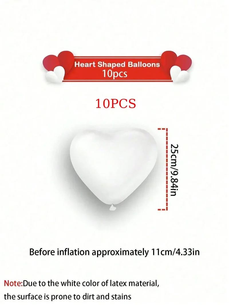 10/20Pcs Heart Shaped Balloons Red Pink Black Latex Balloon for DIY Valentine's Day Engagement Wedding Party Anniversary Decor