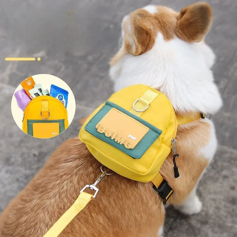 Pet Self Backpack Pet Self-backpack Cartoon Dog Chest Small Schoolbag Cat Dog Outdoor Travel Dog Backpack Pet Supplies Wholesale