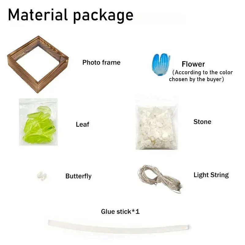 DIY Wooden Photo Frame Tulip Flower Sea Home Decoration Ornaments Atmosphere Lights Valentine's Day Mother's Day Birthday Gifts