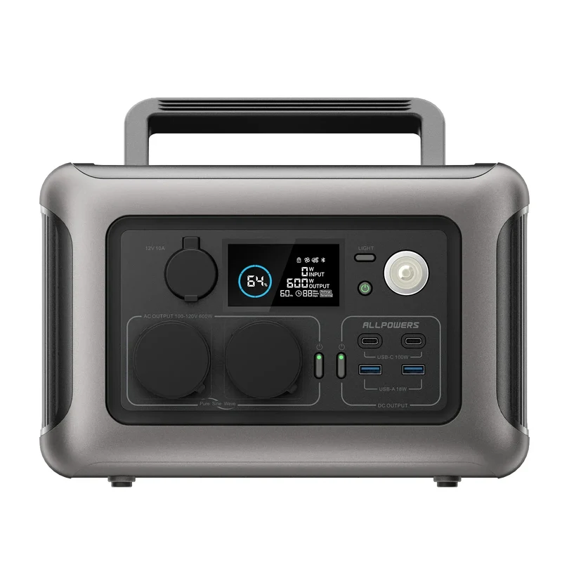 ALLPOWERS R600 Solar Generator with SolarPanel (Optional), 600W 299Wh LiFePO4 Portable Power Station with Solar Charger for Camp
