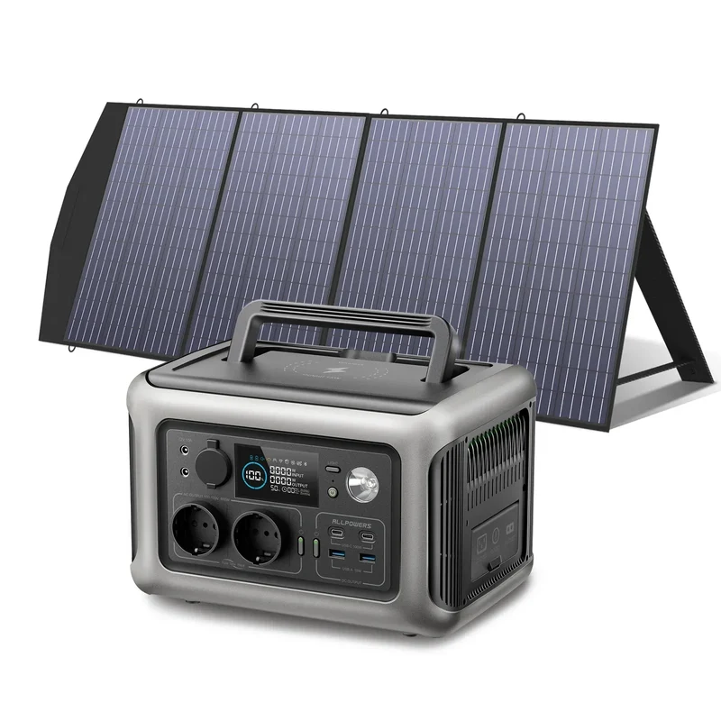 ALLPOWERS R600 Solar Generator with SolarPanel (Optional), 600W 299Wh LiFePO4 Portable Power Station with Solar Charger for Camp