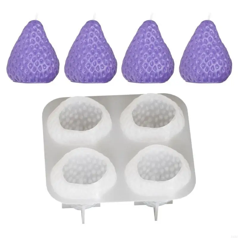 3D Strawberry Aromatherapy Candle Silicone Mold DIY Handmade Romantic Scented for Valentine's Day Party Home Decor Birthday Gift